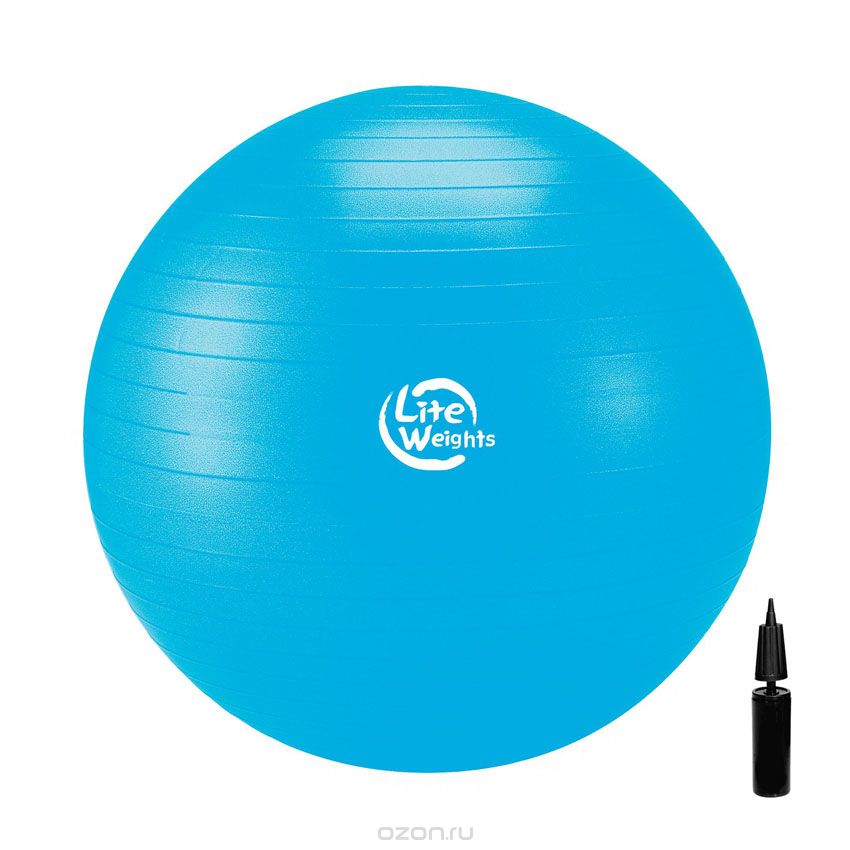 Мяч гимнастический Lite Weights 1867LW (75см, антивзрыв, с насосом, голубой),
