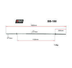 Гриф для штанги Alpin BB-180, диаметр 25мм, длина 180см- фото
